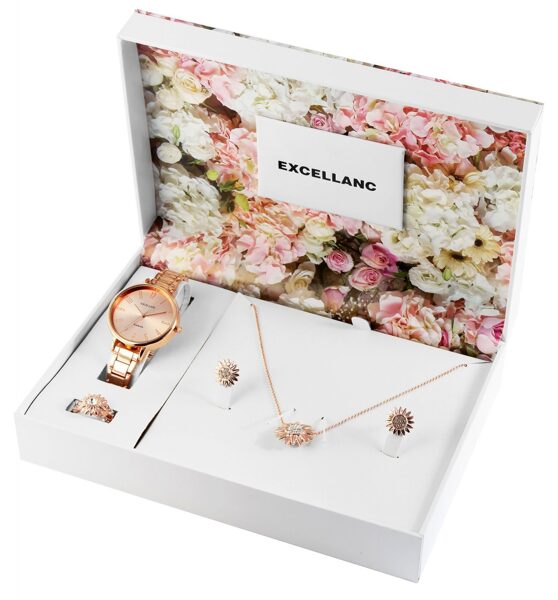 Excellanc ladies watch gift set with necklace, ring and earrings