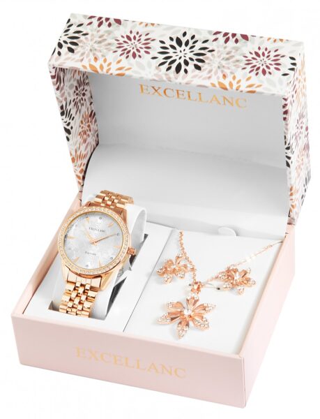 Excellanc women's watch with metal bracelet in a gift set