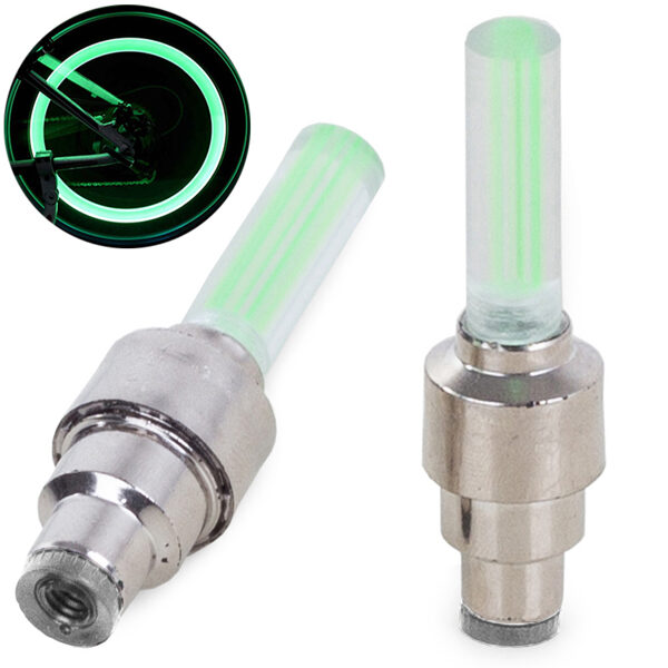 Glowing valves, bicycle valve 2 pieces (green)