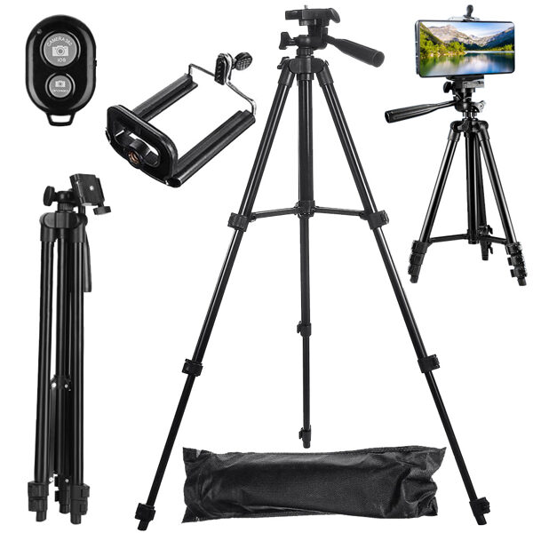 Tripod with remote control and Bluetooth (black)