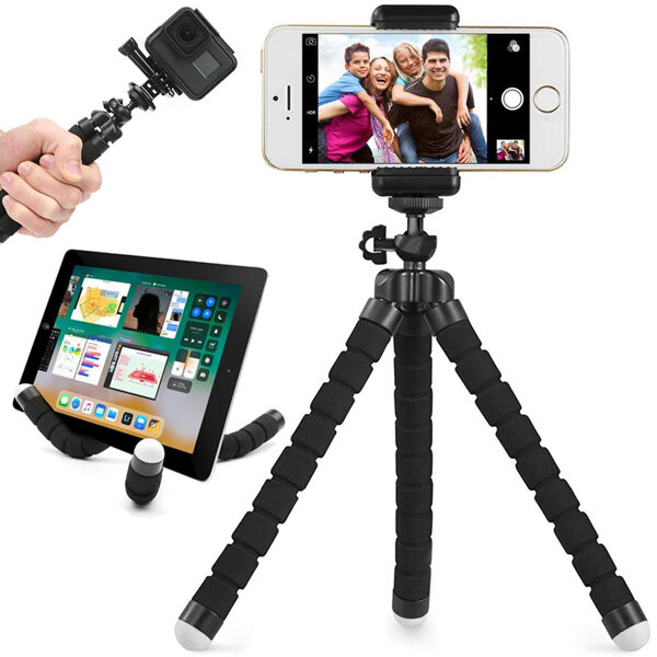 Flexible tripod phone holder