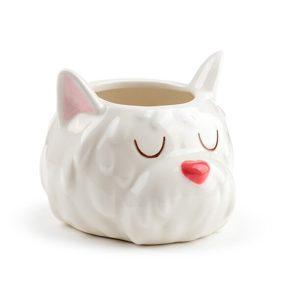 Dog Head Shaped Ceramic Planter 