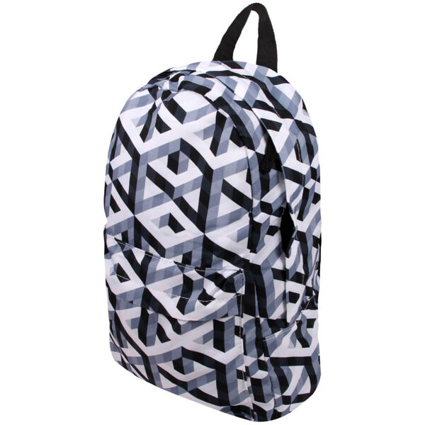 High quality backpack, geometric pattern, white